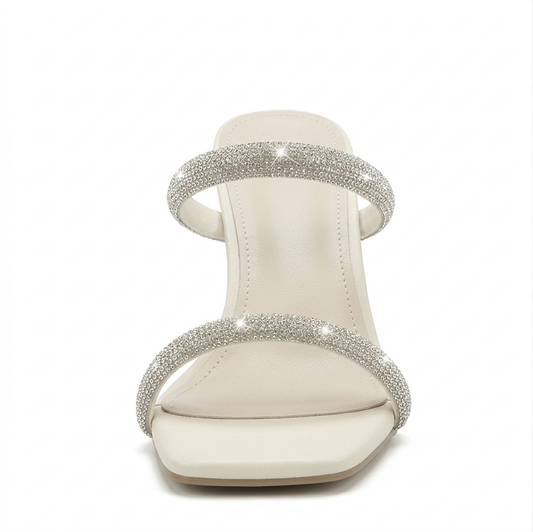 Crystal Double Strap Heel Mule