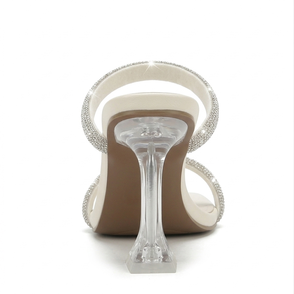 Crystal Double Strap Heel Mule